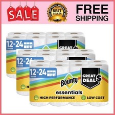 3 Pack Bounty Essentials Select-A-Size Paper Towels, 12 Double Rolls, White picture