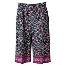 NWT Sundance Women's Black Floral Bangla Road Wide-Leg Pants Size M Casual picture