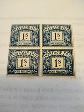 Great Britain 37-38 Postage Due Mint Light Hinge Block of 4 WMK 127, .SG D33 picture