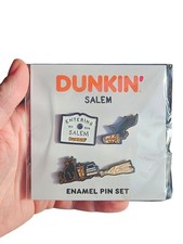 2026 Dunkin' Entering Salem Enamel 3 Pin Set Pin Salem runs on Dunkin Donuts HTF picture