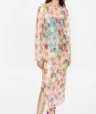 Zara Women's Floral Sequin Dress. Sz L. Excellent Preowned Condition picture