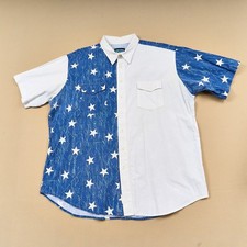 Vintage Button Up Shirt Mens XXL Cotton Blue White Stars Cheyenne Outfitters USA picture