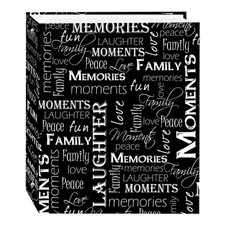 Magnetic Self-stick 3-Ring Photo Album 100 Pages (50 Sheets), Black &  picture
