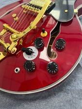 Ship US Electric Guitar 335 Red Semi Hollow Neck HH Pickups Gold Hardware picture