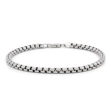 925 Sterling Silver Round Box Link Bracelet For Men & Women Italian Made unisex picture