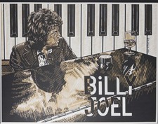 Pristine vintage Billy Joel lithograph by K. Chillis 1980 • MINT • RARE picture
