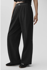 Alo Suit Up Trousers Wide Leg Comfy Loose Relaxed- Black picture