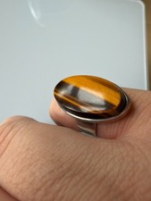 N.E. From Denmark Sterling Silver 925 Tiger's Eye Ring Danish Modernist Vintage picture