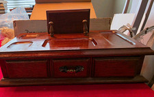 Vintage MCM Men’s Wood Dresser Valet Jewelry Box Organizer Drawer Made in Japan picture