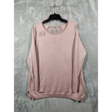 Maurices Womens Large Pink Lace Back Long Sleeve Knit Pullover Sweater NWT picture