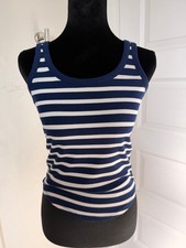 Tahari Navy & White Striped Tank Top XS Ribbed great stretch picture