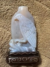 Antique Chinese Hand Carved  Eagle Natural  OPAL Stone Snuff Bottle picture