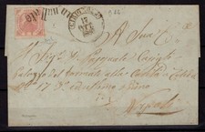 NAPLES 1858 2 GRANA I TAV. LIGHT PINK N.3 US. CERIGNOLA P.12 ON SIGNED ENVELOPE picture