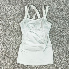 Lululemon Tank Top Womens 6 White Athletic Strappy Back Built in Bra Mesh Pocket picture