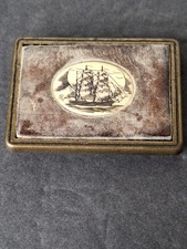 Vintage Oden USA Scrimshaw Style Brass Belt Buckle 2-1/4” X 1-3/4” picture