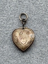 Vintage Sterling Silver Puffy Heart Hinged Locket Charm picture