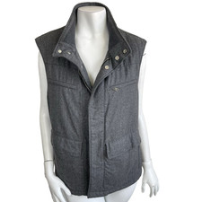 Allegri Milano 100% Wool Flannel Puffer Vest M Preppy Old Money Designer Italy picture