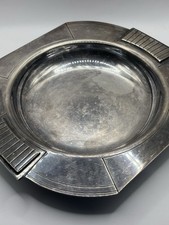 Vintage French Art Deco Silver-Plated Bowl - Geometric Design - c. 1930 picture