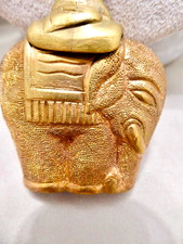 VINTAGE CHINESE BRASS SNUFF BOTTLE SHAPE OF ELEPHANT & RIDER SNUFF BOTTLE 2 1/2