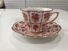 Vintage Rosina Bone China English Cup & Saucer w/ Red Flowers Decoration picture