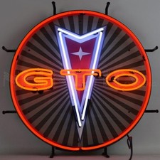Pontiac GTO Arrow Logo Orange Red Neon Sign Wall Mount Neonetics 24