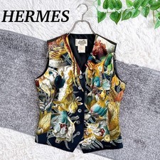Hermès Animal Pattern Silk Gilet Vest 38 Y2K 2000s picture