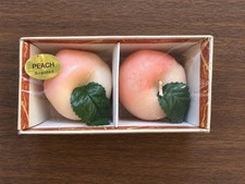 Vintage Peach Fruit Candles Set of 2 in Original Wrapped Box picture