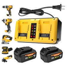2 Pack 20V 10.0Ah Battery + Dual Charger Kit for De walt 20 Volt MAX Batteries picture