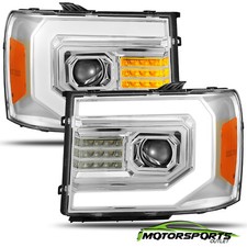 Fit 07-13 GMC sierra 1500/07-14 2500/3500HD Chrome Headlights w/LED DRL+Signal picture