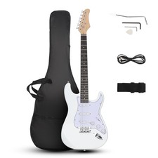 Glarry White 6 Strings Electric Guitar Right Handed With Gig Bag Strap Cord picture