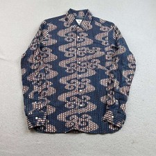 Anokhi X Kardo Shirt Mens Small Regular Blue Geometric Button Up Long Sleeves picture