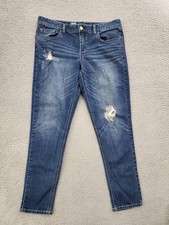 Mossimo Premium Denim Jeans Womens 12 Blue Distressed Skinny Stretch picture