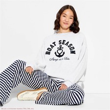 Women's Crewneck Boat Season Graphic Sweatshirt - Heather Gray XL *SEE DEAL* picture