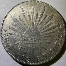 1849 Go PF Guanajuato Mexico 8 Reales Silver Coin picture