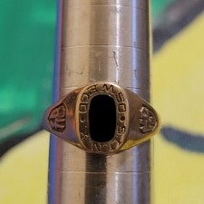 RARE 1984 Jostens 10K Gold Black Onyx Suny Oswego MS Ring size 6.5 picture