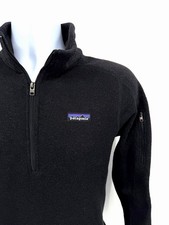Patagonia Women's Large Better Sweater 1/4 Zip Fleece Pullover Solid Black Logo picture