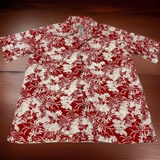Pataloha Patagonia Men’s L Large Red White Short Sleeve Floral  Hawaiian Shirt picture