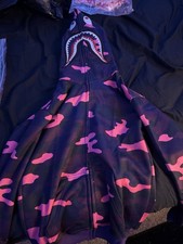 A Bathing Ape BAPE X SKZ Purple Camo Shark Full Zip Baby Milo Hoodie Medium  picture