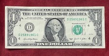 $1 Dollar-Bill Birthday Anniversary Note August 9, 1961-D25**8**9**1961**C picture