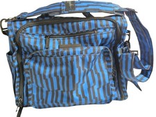 JU JU BE BFF Convertible Diaper Bag Backpack Black & Blue Stripes Lg Organizer  picture