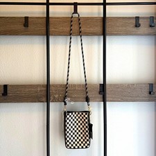 Universal Thread Checkered Crossbody Bag Black/White Gold Hardware Zip Lined picture