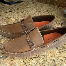 Martin Dingman Brown Suede Slip-On Loafers Mens 12 M Round Toe Rubber Sole picture