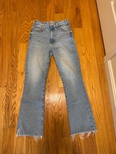 MOTHER Women's Jeans Size 26 The Hustler Ankle Fray Light Blue Denim picture