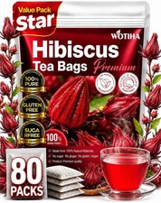 Premium 80 Hibiscus Flowers Tea Bags, 100% Natural, Handmade & Pure from Hibi picture