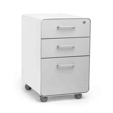 Stow 3-Drawer File Cabinet, Rolling White/Grey By Poppin (NEW IN BOX) picture