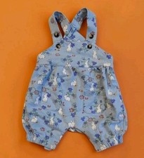 Baby Boden Blue Bunny Floral Print Cotton Overalls 0–3 Months picture