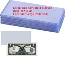 (50) Large Size Semi Rigid Currency Bill Sleeves Banknotes Submission /Storage picture