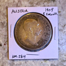 Austria 1909 5 Corona Silver Coin Franz Joseph I picture