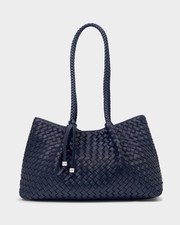 Katie Loxton Nova Hand Woven Small Shoulder Tote Navy Vegan Leather Handbag Tote picture