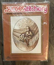 Vintage 1980’s Sunset Stitchery Brother Teddy and Me Crewel Kit Sealed #2206 picture